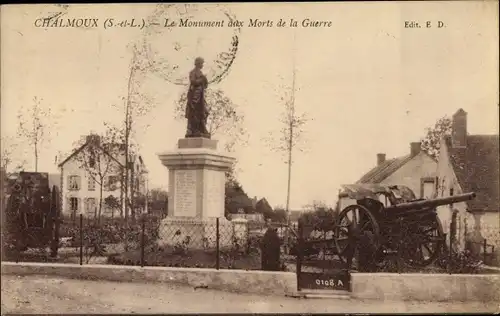 Ak Chalmoux Saône et Loire, Le Monument aux Morts de la Guerre
