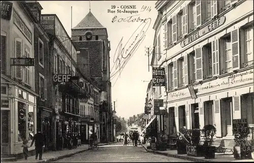 Ak Cosne Nièvre, Rue Saint Jacques, Hotel du Cerf