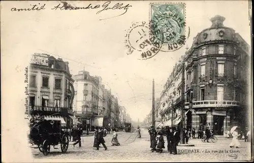 Ak Roubaix Nord, La rue de la Gare