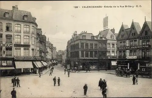 Ak Valenciennes Nord, Entree de la Rue Saint Gery, Epicerie Parisienne