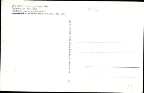 Ak Gehlweiler im Hunsrück, Gasthof zur grünen Au