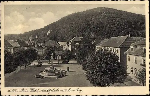 Ak Suhl in Thüringen, Marktplatz, Domberg