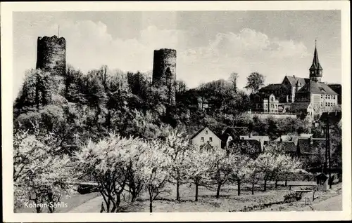 Ak Kohren Sahlis Frohburg Sachsen, Teilansicht vom Ort, Kirchturm, Ruine