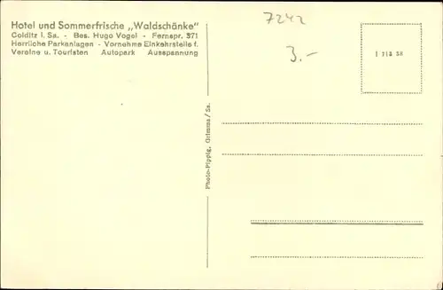 Ak Colditz in Sachsen, Sommerfrische Waldschänke, Gartengarnitur