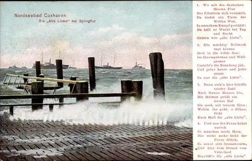 Gedicht Ak Cuxhaven in Niedersachsen, Alte Liebe bei Springflut