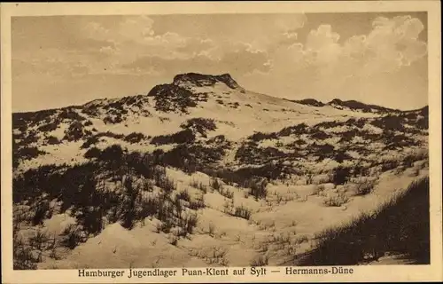 Ak Insel Sylt in Nordfriesland, Hamburger Jugendlager Puan Klent, Hermanns Düne