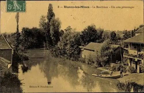 Ak Blanzy les Mines Saône et Loire, La Bourbince, Un coin pittoresque