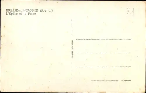 Ak Bresse sur Grosne Saône et Loire, L'Eglise et la Poste