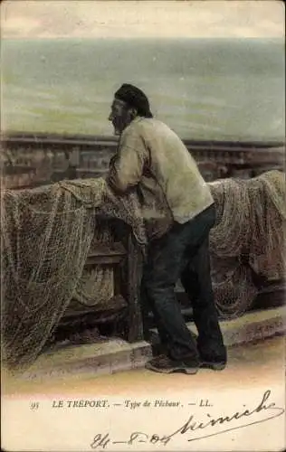 Ak Le Treport Seine Maritime, Type de Pecheur