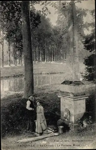 Ak Frouville Val-d´Oise, Le Chateau, La Fontaine Moise