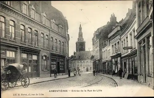 Ak Armentières Nord, Entree de la Rue de Lille