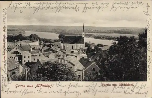 Ak Mühldorf am Inn Oberbayern, Teilansicht, Kirche