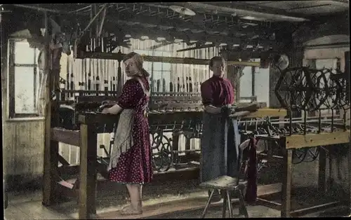 Ak Pulsnitz Sachsen, Am Webstuhl