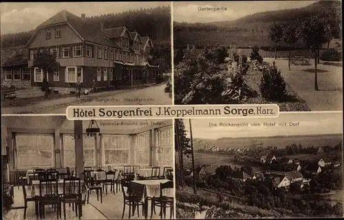 Ak Sorge Oberharz am Brocken, Hotel Sorgenfrei, Garten, Veranda, Panorama