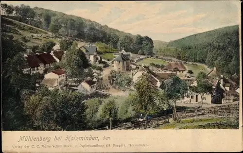 Ak Mühlenberg Holzminden an der Weser, Panorama, Kirche