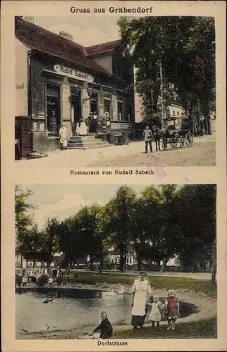 Ak Gräbendorf Heidesee Brandenburg, Restaurant, Dorfstraße