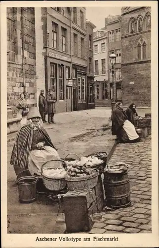 Ak Aachen in Nordrhein Westfalen, Volkstype am Fischmarkt, Schenkwirtschaft