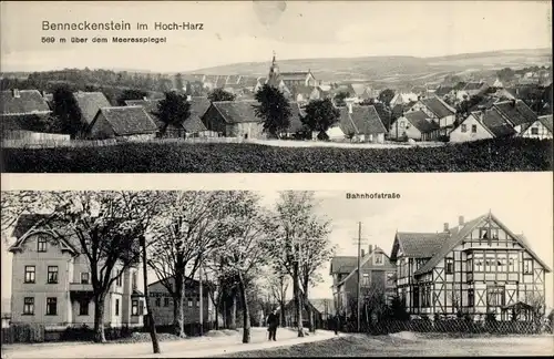 Ak Benneckenstein Oberharz, Bahnhofstraße, Panorama