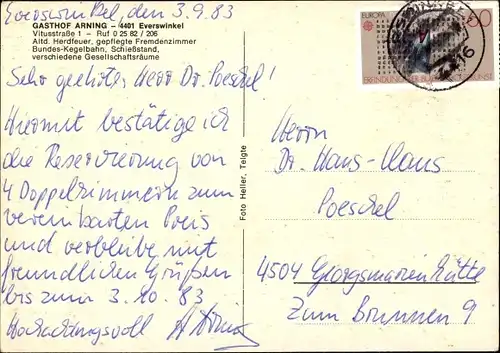 Ak Everswinkel in Westfalen, Gasthof Arning, Vitusstraße 1, Innenansicht