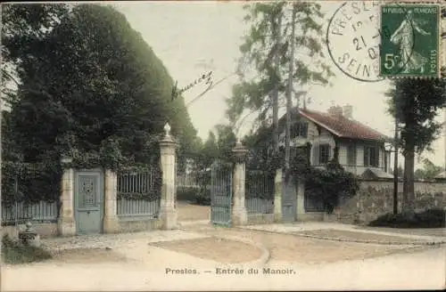 Ak Presles Val d'Oise, Entree du Manoir
