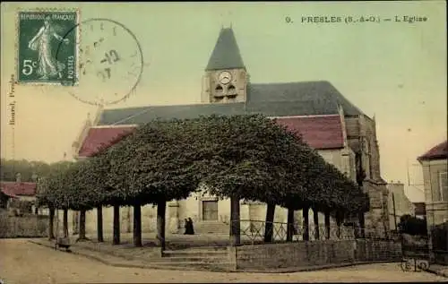 Ak Presles Val d'Oise, L'Eglise