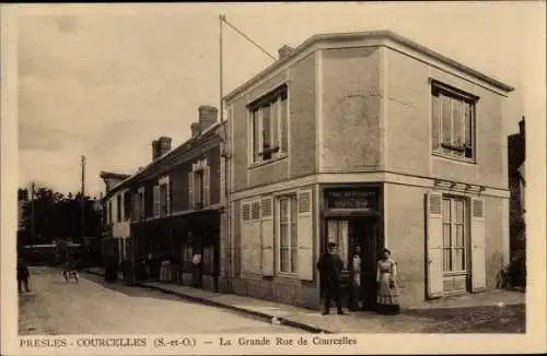 Ak Presles Courcelles Val d'Oise, La Grande Rue de Courcelles