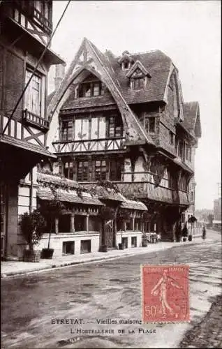 Ak Étretat Seine Maritime, L'Hostellerie de la Plage