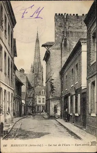 Ak Harfleur Seine-Maritime, La rue de l'Eure