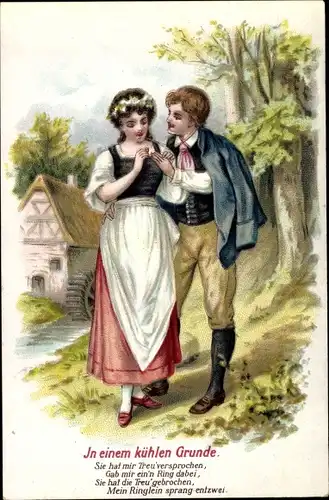 Künstler Ak In einem kühlen Grunde, Liebespaar