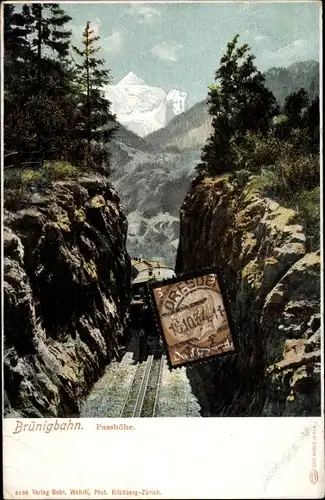 Ak Brünigbahn, Passhöhe, Zahnradbahn