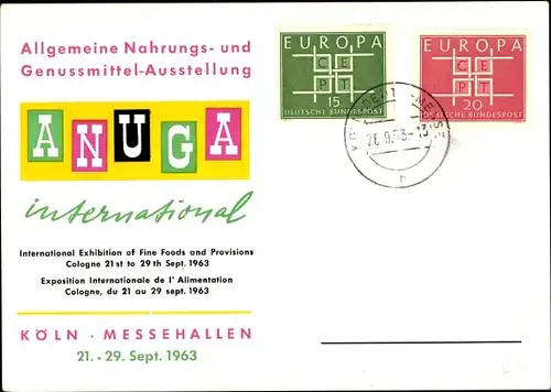 Ak Köln am Rhein, Allgemeine Nahrungs und Genussmittelausstellung 1963, Anuga