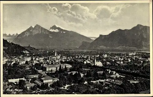 Ak Bad Ragaz Kanton St Gallen, Totalansicht der Ortschaft