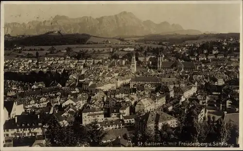 Ak Sankt Gallen Stadt Schweiz, Blick auf den Ort, Freudenberg, Säntis