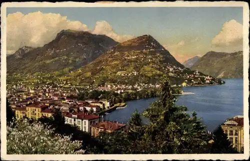 Ak Lugano Kanton Tessin Schweiz, Panorama e Monte Bré
