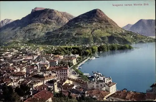 Ak Lugano Kanton Tessin Schweiz, Blick auf den Ort, Monte Bré