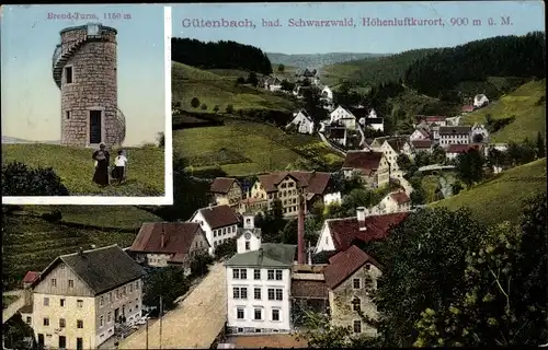 Ak Gütenbach im Schwarzwald, Teilansicht vom Ort, Brend Turm