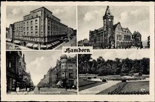 Ak Hamborn Duisburg im Ruhrgebiet, Rathaus, Jubiläumshain, Weselerstraße, Marxloh, Pollmann Haus