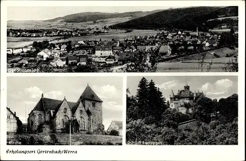 Ak Gertenbach Witzenhausen Werra Meißner Kreis, Schloss Berlepsch, Kirche, Totalansicht