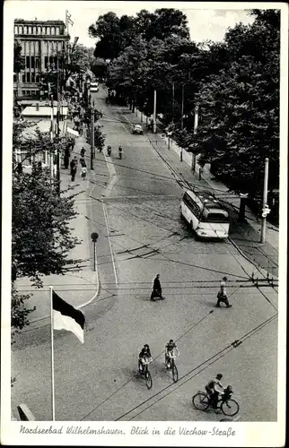 Ak Wilhelmshaven in Niedersachsen, Blick in die Virchow Straße, Oberleitungsbus