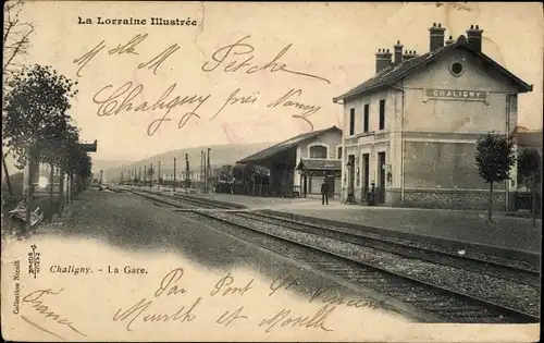 Ak Chaligny Meurthe et Moselle, La Gare