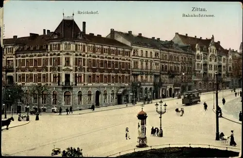 Leuchtfenster Ak Zittau in Sachsen, Reichshof, Bahnhofstraße