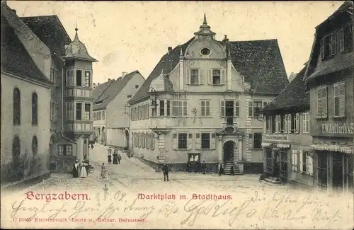 Ak Bad Bergzabern Rheinland Pfalz, Marktplatz, Stadthaus