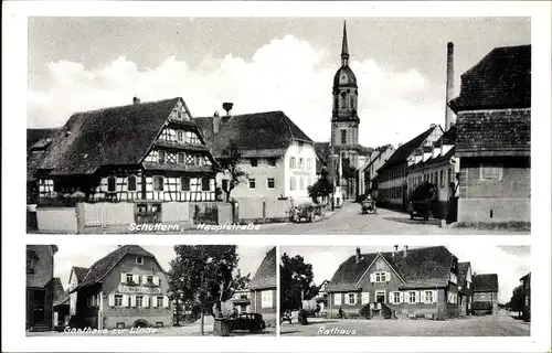 Ak Schuttern Friesenheim im Schwarzwald, Ortsansicht, Gasthaus zur Linde, Rathaus