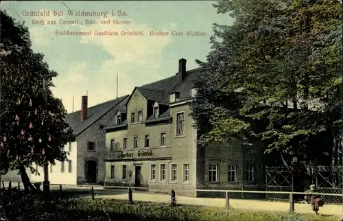 Ak Grünfeld Waldenburg in Sachsen, Etablissement Gasthaus Grünfeld