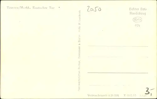 Ak Teterow in Mecklenburg, Rostocker Tor, Friseur, HO Gaststätte