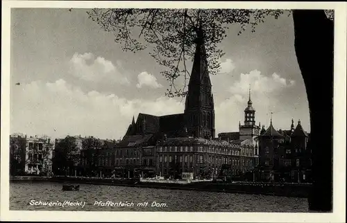 Ak Schwerin in Mecklenburg, Pfaffenteich mit Dom