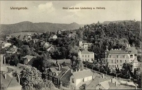 Ak Wernigerode am Harz, Blick nach dem Lindenberg und Harburg