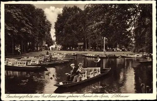 Ak Lübbenau im Spreewald, Landungsplatz am Gasthaus zum grünen Strand der Spree