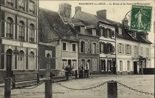 Ak Beaumont en Auge Calvados, La Musee et les Postes et Telegraphes