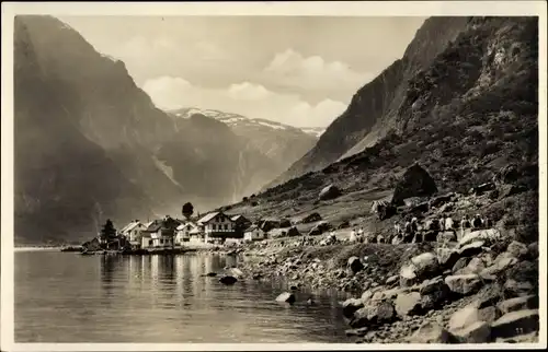 Ak Gudvangen Norwegen, Blick auf den Ort